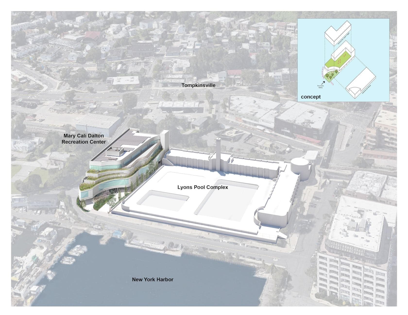Aerial design view of Mary Cali Dalton Recreation Center