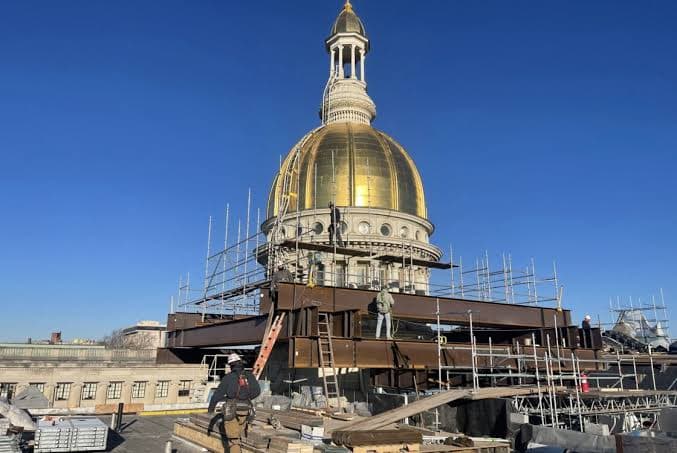 New Jersey State House dome restoration and construction work